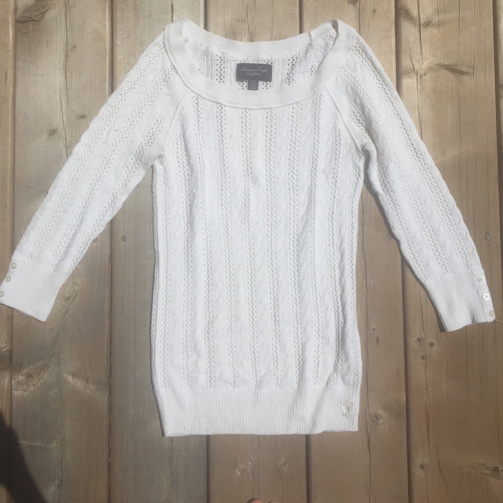 ☀️2 for 10☀️ White Knit American Eagle 3/4 Sleeve